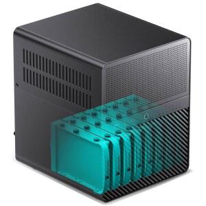 JONSBO N3 미니 ITX NAS PC 섀시, ITX 컴퓨터 케이스, 8HHD+1-SDD 디스크 베이 NAS 미니 알루미늄, 철판 케이스, 내장형 2x10cm 팬, 전원 지원: SFX105mm, 130mm CPU 쿨러 지원