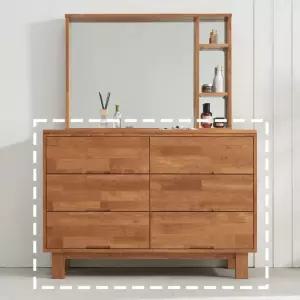 우아창고G414 고무나무 원목 와이드 서랍장 1200 1color