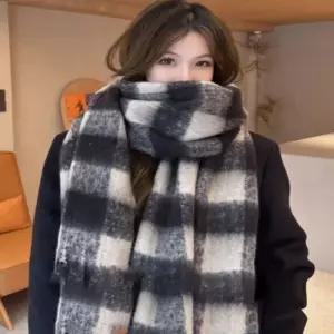 초대형 데일리 머플러 체크패턴 목도리 겨울철 밍크목도리 밍크워머 밍크넥워머