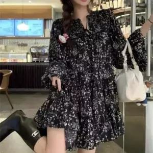 [SBD] 여성 원피스 캉캉 쉬폰 원피스 플라워