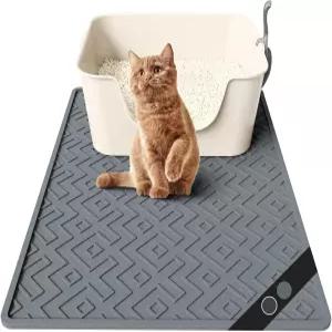 고양이 깔때기 매트 28 x20 대형 실리콘 트래 방수 럼 청소하기 쉽고 부드럽고 내구성이 뛰어난 및