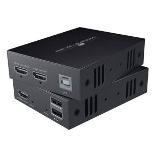 HDMI KVM USB Extender, 마우스 및 키보드 제어 원격 신호를 위한 Cat5e/6 이더넷 케이블 50m(164피트)을 통해 1080p HD 비디오 전송