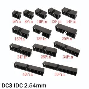 수소켓 핀 헤더 커넥터 직선 박스형 PCB 이중 간격 DC3 6P  50 IDC 2.54mm 피치 10 개