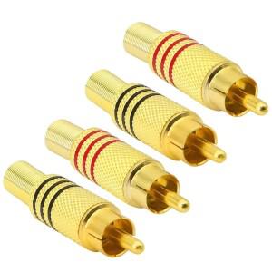 4개 금도금 레드블랙 RCA 수 플매트 카펫 러그 - PC홈 시어터AV 용접 DIY용 금속 스프링 AV 커넥터 내구성