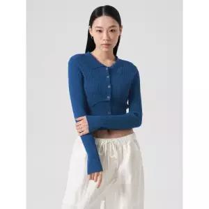 에잇세컨즈 리브드 칼라넥 카디건 블루 (11435ACY4P) 가 여성카디건 4P 3991552