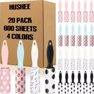 애완동물 털과 옷을 Hushee 20개 벌크 미니 보푸라기 롤러 여행용 사이즈 한 제거 도구 선물 가방 가구