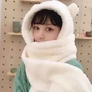 [하프클럽/]머플러 후드 일체형 모자 목도리 겨울 뽀글이