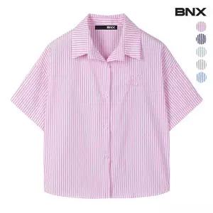 [롯데백화점]비엔엑스 세로 스트라이프 캐쥬얼 자수 반팔 셔츠 (BW2BL037L0)