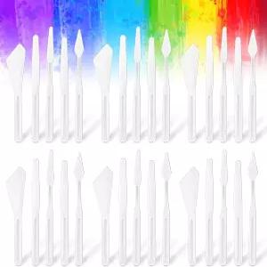 AUEAR 6세트 플라스틱 주걱 팔레트 나이프 30팩 유화용 5개