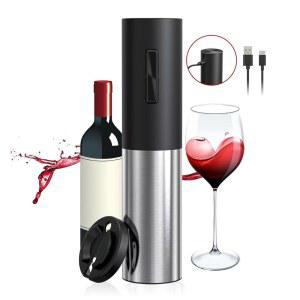 전기 와인 오프너 충전식 자동 병따개 선물 버튼 USB 원클릭 바용 스틸 케이블 가정용 파티 스테인리스 코크스크류 커터 호일 주방