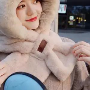 [하프클럽/]머플러 후드 야외 겨울 방한 퍼 눈목도리