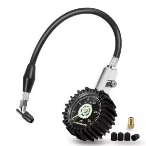 ATsafepro 저압 타이어 게이지 30PSI 유연한 호스와 각진 척이 2.5 기계식 ATV용 아날로그 공기압 오프로드