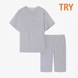 TRY 남성 레이온 냉감 인견 반팔잠옷 커플 파자마세트 (16535873A)