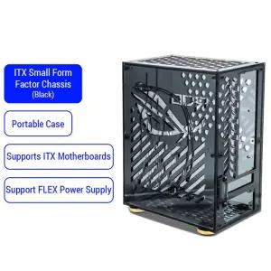 휴대용 소형 컴퓨터 케이스 플렉시 유리 쉘 컴팩트 PC 데스크탑 Mini-ITX 마더보드 FLEX 전원 공급 장치