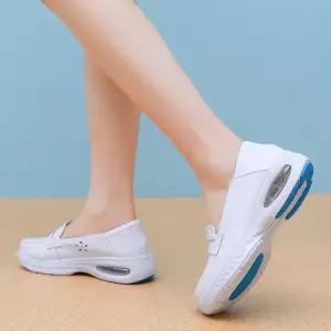 여친 통기성 소가죽 간호사 에어쿠션 미끄럼방지 의료용 슈즈 키높이 하이탑 통굽 ST2