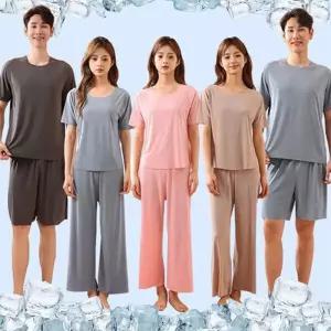 [로즈엘리](44-115까지) 찰랑찰랑 아이스 쿨 심리스 커플잠옷 여름 홈웨어 5컬러 (단