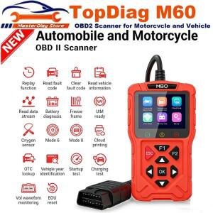 Topdiag M60 OBD2 스캐너 바이크 오토바이 및 차량 고장 코드 읽기  ECU 리셋 자동차 DTC 검색 진단 도구