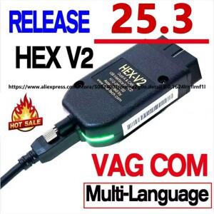 2025 최신 VAGCOM 인터페이스 VCDSCAN HEX V2 업데이트 25.3 For VW AUDI Skoda Seat 다국어 자동차 진단