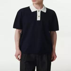 무신사 스탠다드 콘트라스트 칼라 니티드 폴로 셔츠 네이비 997581