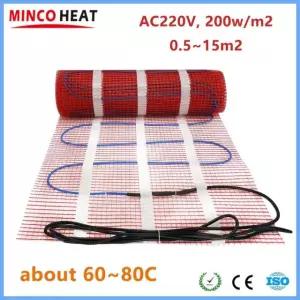 MINCO HEAT 200w/m2 콘크리트/목재/세라믹 타일 바닥 난방 시스템용 전기 온열 매트 0.5~15m2