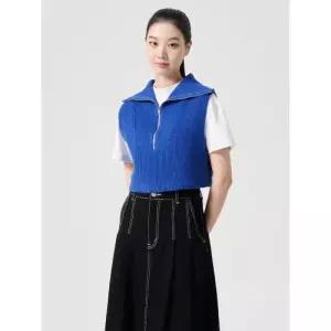 에잇세컨즈 하프 집업 칼라넥 니트 베스트 블루 (114251HY2P) 조끼 민소매 2P 38