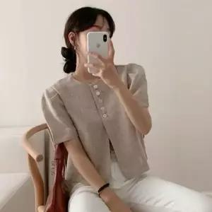 [샵앤] 여성 체형커버 하객룩 린넨 반팔 자켓 WON-WJP-WFI9ER1