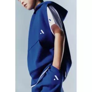 ZARA 로고 스포티 후드 베스트 - 보라