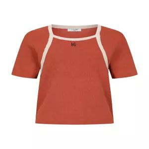 라인 배색 스퀘어넥 반팔 니트(LC61D8KN555X)