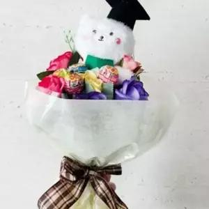 곰인형 졸업식 졸업 학사모 인형 꽃다발 조화