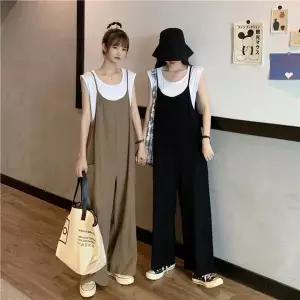 [하프클럽/]멜빵 슬림핏 팬츠 2 2 팬츠 슬림핏 여성 로미홀리 통바지 멜빵