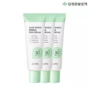 큐어 알로에 쉴드 더마 선크림 40ml 3개