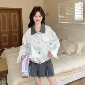여사친 베이지 청 트렌디 터틀넥 자켓 스윗무스탕 쿨맥스 아이템 코트 봄가을 HT1