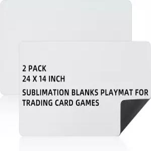 예시야 2pcs 카드 게임 매트 14 x 24 인치 플레이 승화 블랭크 보드 매끄러운 수집 가능한 흰색
