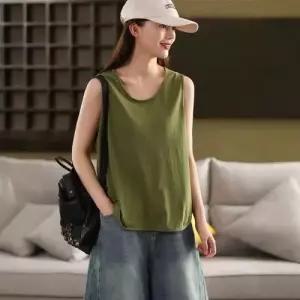 볼사스 면 캐주얼 여름 여사친 나시 민소매 이너탑 솔리드 조끼 슬러브 풀오버 ADOR2
