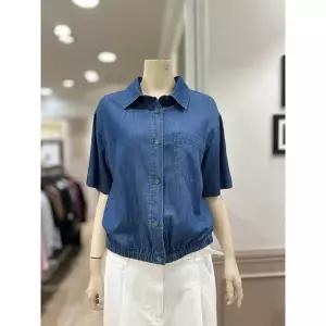BCBG 해지 블루종 밑단 스트링 블라우스 B5B4B456