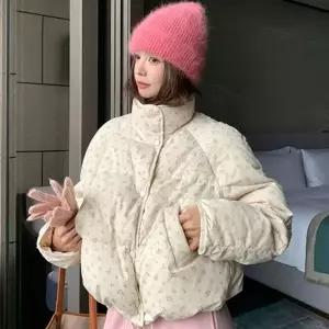 여성점퍼 잔꽃 플라워 스트링 패딩 점퍼