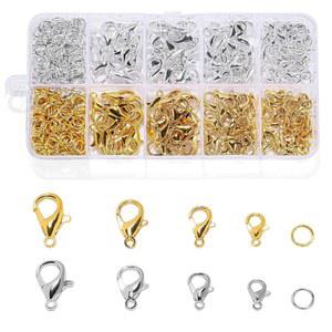 Scaups 660Pcs 랍스터 집게 및 오픈 점프 링 세트, 골드 및 실버 주얼리 클랩 4가지 크기, 주얼리 제작용 랍스터 클랩, 열쇠고리 및 팔찌