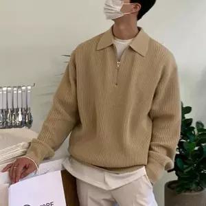 남자반집업카라니트 캐주얼 베이직 멋진 깔끔 데일리 (44544257A)