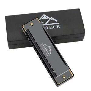 EASTROCK BLUES 하모니카 마우스 오르간 10홀 초보자 HARMONICA DIATONIC 포함 플레이어 친구 성인 케이스 블랙 전문 선물용 선물 학생