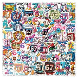 60PCS 세븐 스티커 스포츠 스티커, 7가지 바이럴 재미있는 위한 밈 야구 6종, 팬을