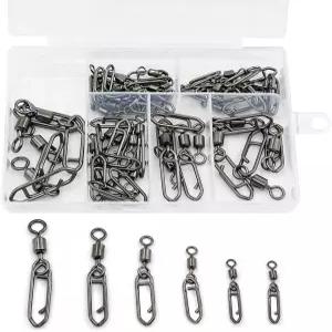 내츄피쉬 50Pcs 고강도 낚시 회전 리스 스틸 볼 베어링 스냅 소금물/민물 퀵 체인지