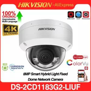 하이크비전 DS2CD83G2LIUF 4K 8MP 컬러뷰 POE 스마트 라이트 고정 돔 네트워크 카메라 내장 마이크 IK08
