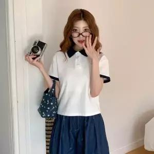 여성 여름 봄 면 반팔 카라 기본 티셔츠