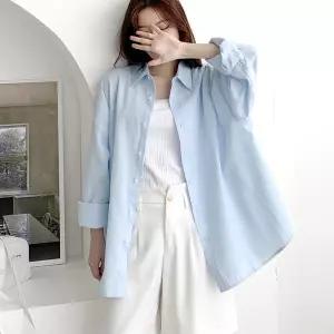 [옷자락] 여자 빅사이즈 파스텔 오피스룩 힙커버 아방핏 셔츠