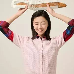 매장정품 빈폴 BEANPOLE LADIES [빈폴솔솔니트] 케이블 라운드넥 반소매 가디건 카디건 라이트핑크 BF525AE