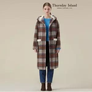 써스데이아일랜드 [Thursday Island] 퍼 트리밍 체크 후드코트 T238MCT255W)
