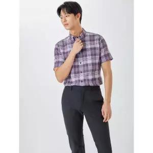 [라이프로그] 2컬러 버튼다운 체크 반팔 셔츠_P424833489