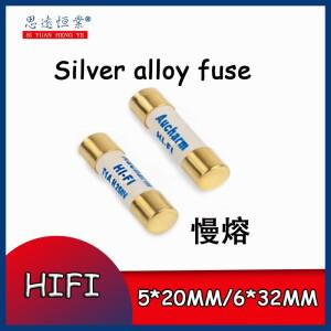 5pcs 느린 블로우 퓨즈 hifi 발열 실버 합금 튜브 5X20 골드 캡 오디오 앰프 CD 1A-15A