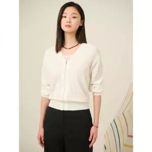 매장정품 빈폴 BEANPOLE LADIES 집업 V넥 긴소매 가디건 카디건 아이보리 (BF545AC050) BF545AC050 722563