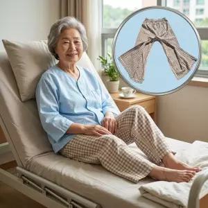 혀누닷컴 대한민국 여름용 노인 환자 요양복 트임 치매 환자복 편한 간병 배변 요양 바지 면혼방 실버
